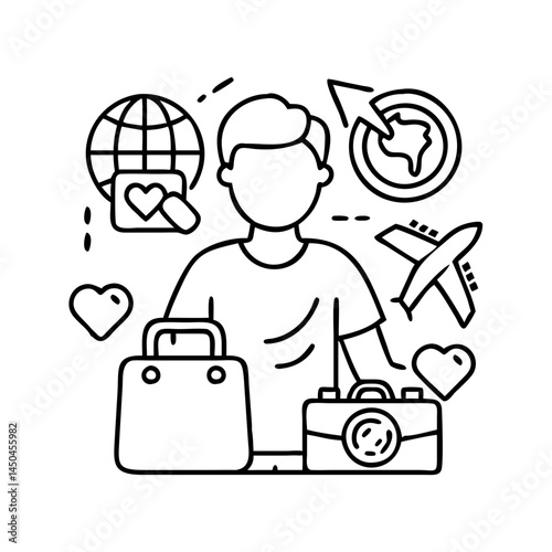 travel influencer icon, travel influencer line art - simple line art of travel influencer, perfect for travel influencer logos and icons
