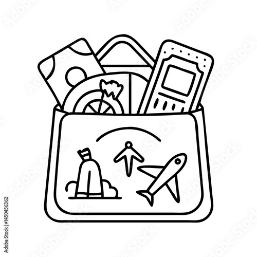 travel souvenirs bag icon, travel souvenirs bag line art - simple line art of travel souvenirs bag, perfect for travel souvenirs bag logos and icons