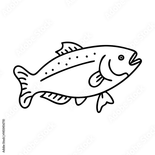 trout fish icon, trout fish line art - simple line art of trout fish, perfect for trout fish logos and icons