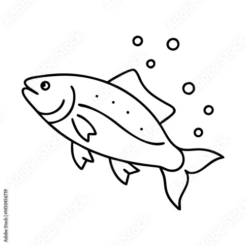 trout fish icon, trout fish line art - simple line art of trout fish, perfect for trout fish logos and icons