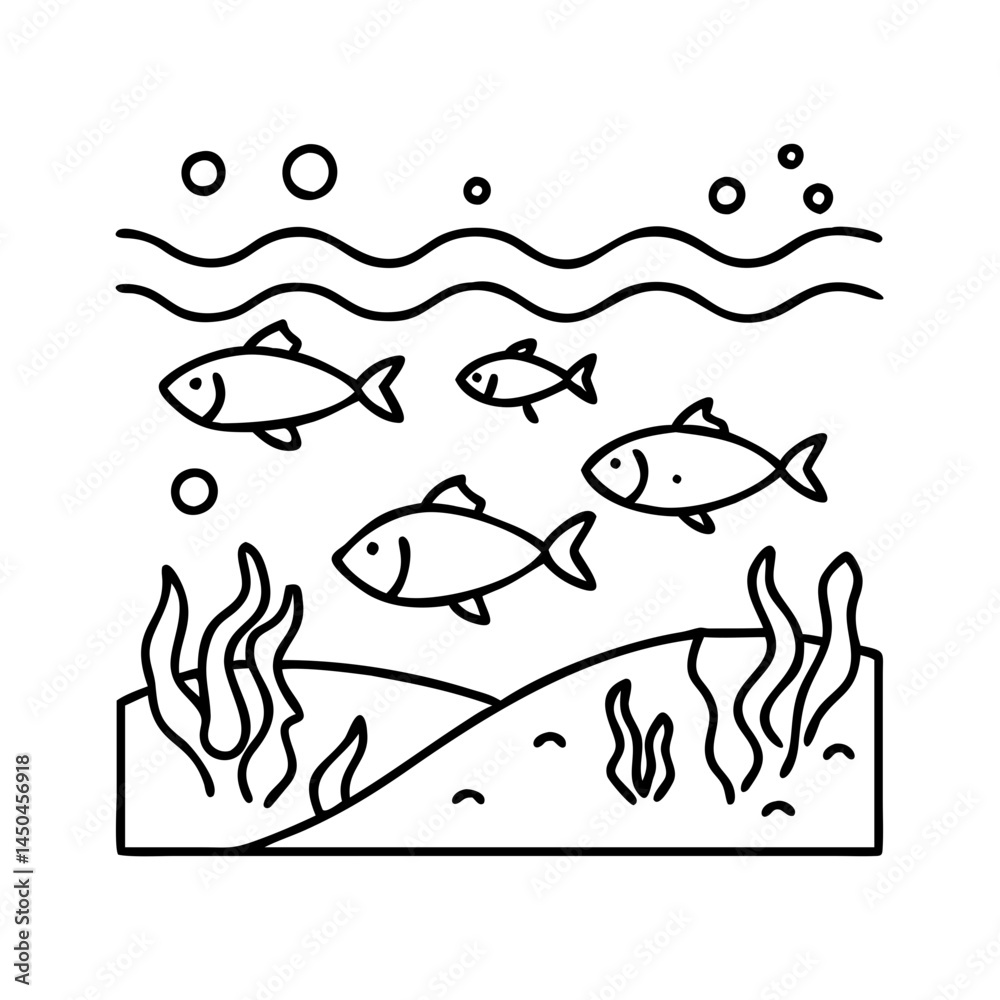 underwater scene with fish icon, underwater scene with fish line art - simple line art of underwater scene with fish, perfect for underwater scene with fish logos and icons underwater scene with fish icon, underwater scene with fish line art - simple line art of underwater scene with fish, perfect for underwater scene with fish logos and icons