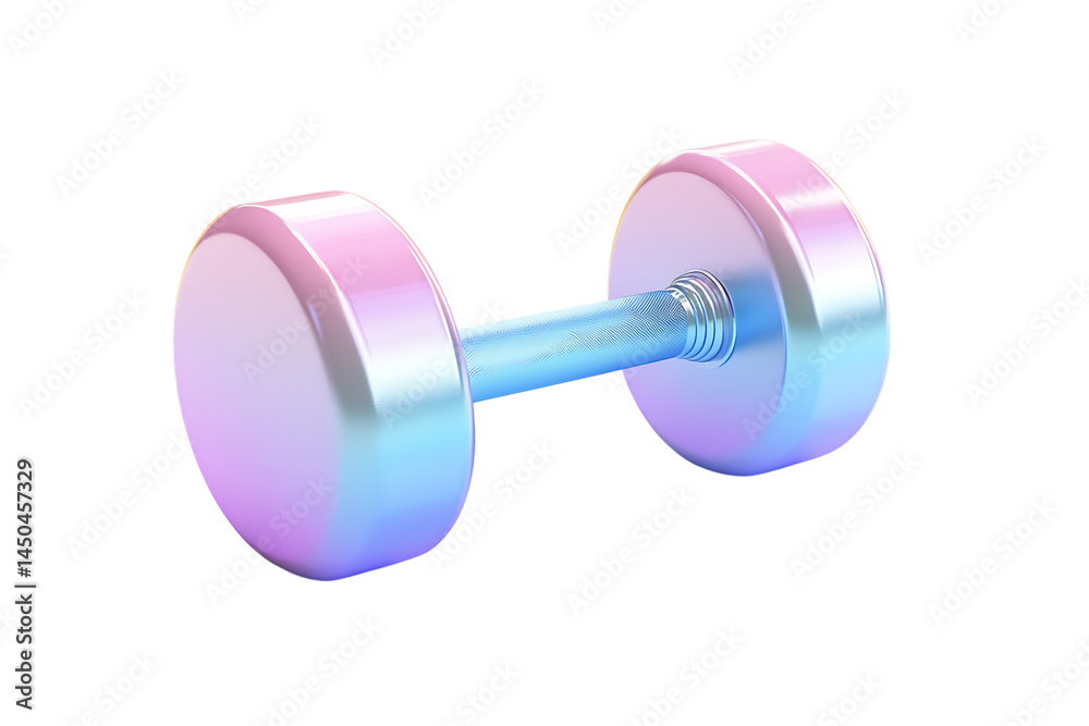 Iridescent dumbbell with a glossy finish on a transparent background Iridescent dumbbell with a glossy finish on a transparent background