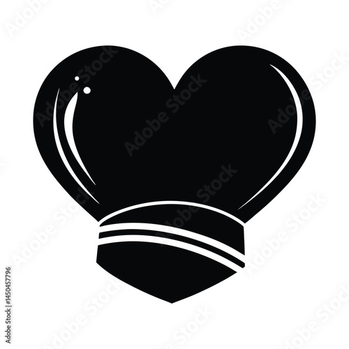 Chef hat and heart combo on white background