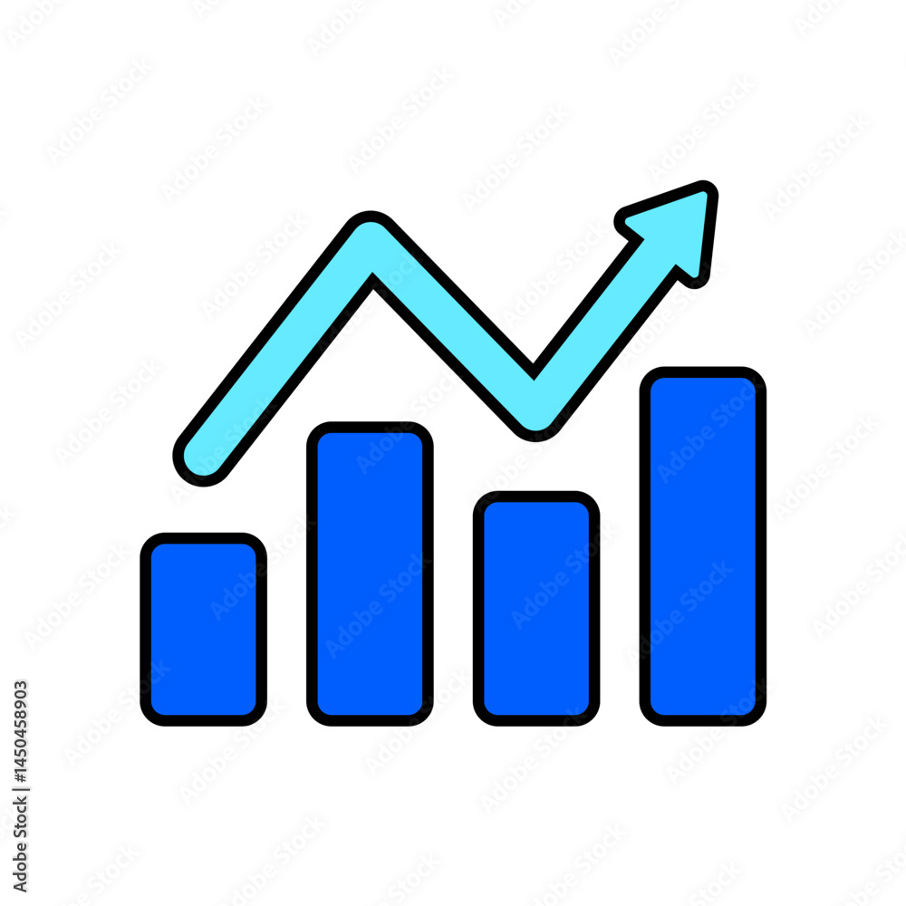 Icon a growth chart, isolated against a clean background. Icon a growth chart, isolated against a clean background.