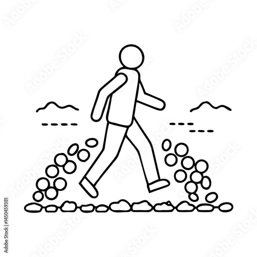 walking on gravel path icon, walking on gravel path line art - simple line art of walking on gravel path, perfect for walking on gravel path logos and icons