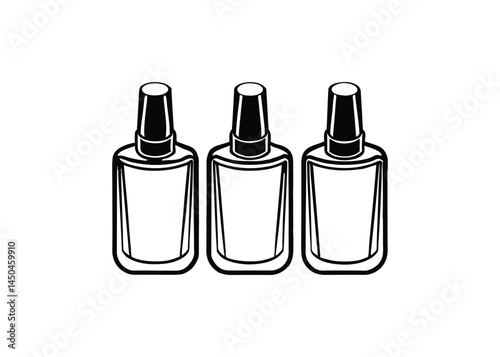 Silhouette of nail polish bottles isolated on a white background