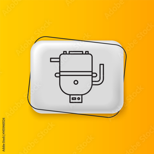 Black Electric boiler for heating water icon isolated on yellow background. Silver rectangle button. Vector