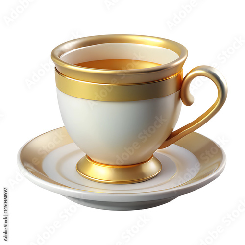 white and gold porcelain cup and saucer