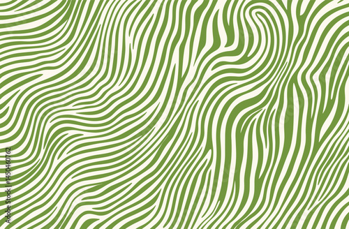 Green and white pattern with an abstract line art design. Vector illustration of groovy green and white lines, topographic map background, retro wallpaper design. Isolated on a pastel background