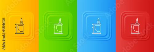 White Electronic cigarette icon isolated on colorful background. Vape smoking tool. Vaporizer Device. Set icons in square buttons. Vector