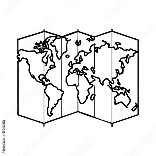 world map icon, world map line art - simple line art of world map, perfect for world map logos and icons