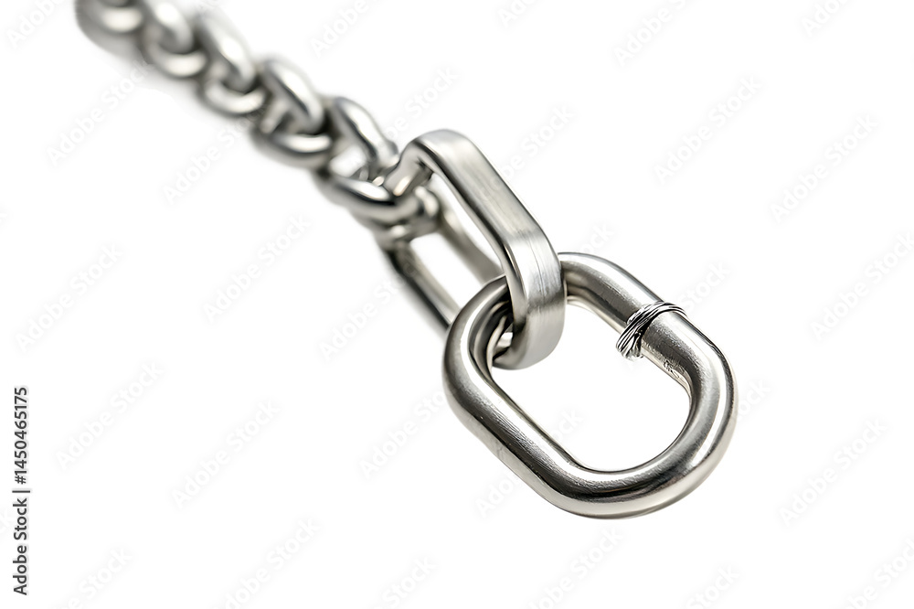 Obraz premium Close-up of a metal chain link, highlighting strength and connection.