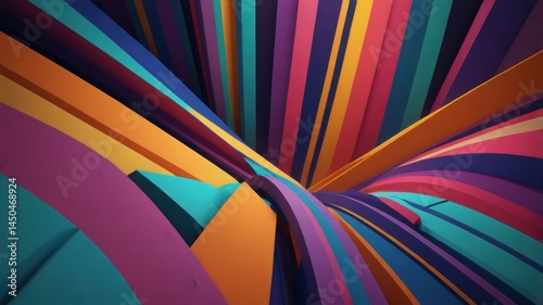 Wallpaper Mural Abstract colorful stripes converge in a dynamic, 3D design Torontodigital.ca