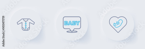 Set line Baby inside heart, and clothes icon. Vector