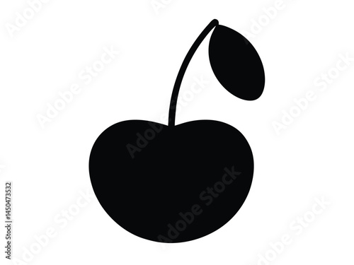 Cherry fruits vector silhouette, Cherry Silhouette Icons, Two Styles of Cherries with Leaves icon vector illustration