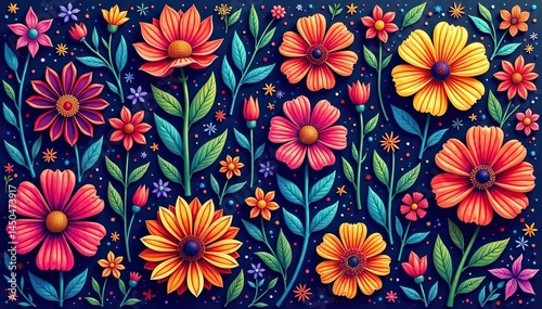 Wallpaper Mural Intricate line art blooms, endlessly repeating, elegant, illustration, vector Torontodigital.ca