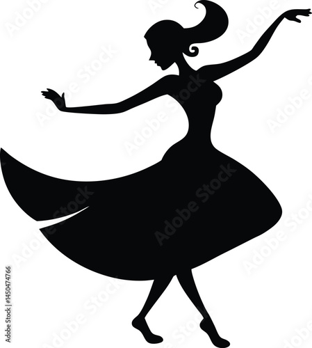 girl dancer ,Spanish girl flamenco dancer black silhouette