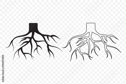 Black Root Pattern Vector Perfect for Nature, Botanical, and Organic Themed Designs. EPS 10.