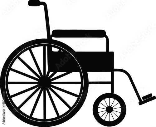 Wheelchair silhouette vector illustration. wheelchair with a wheel and wheel