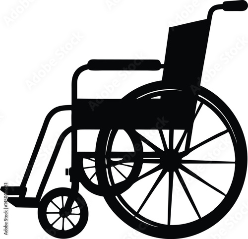 Wheelchair silhouette vector illustration. wheelchair with a wheel and wheel