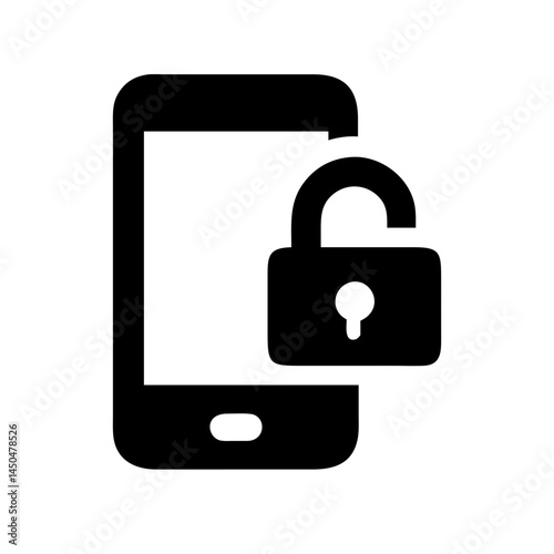 Smartphone security icon with padlock symbol. Use for mobile security apps, login screens, and data privacy guides.