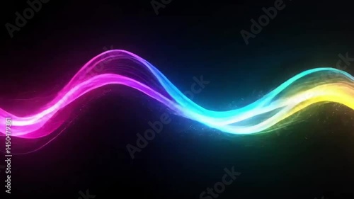 Glowing Neon Waveforms Abstract Rhythmic Motion Dark Background