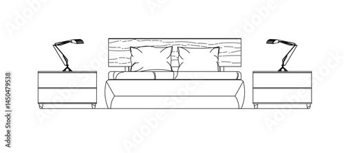 modern furniture bed vector illustration