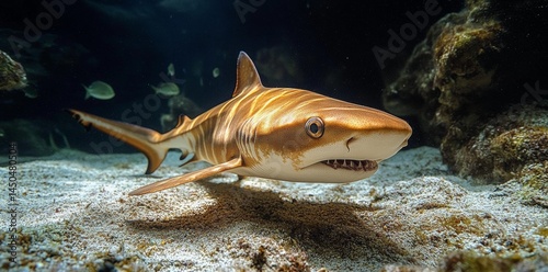 Swimming Shark in Coral Reef Underwater Photography Marine Close-Up View