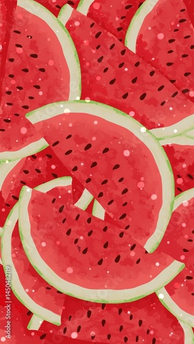 Slices of red watermelon background. Summer wallpeper