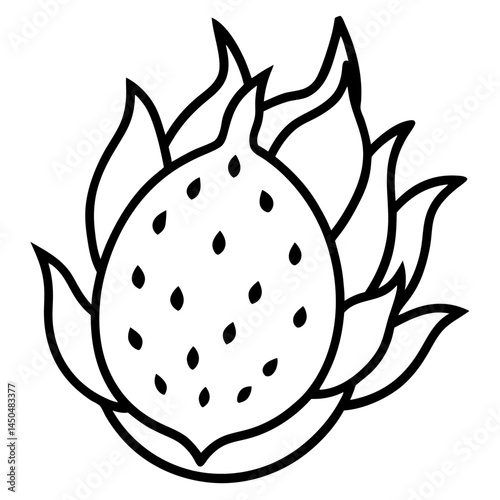Minimal Dragonfruit Vector on White