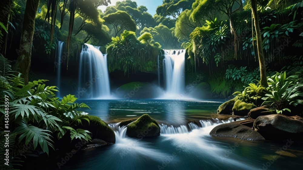 Fototapeta premium Lush Waterfall Paradise