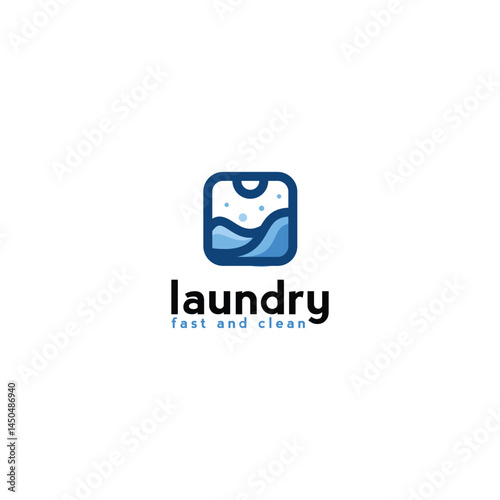 simple laundry logo design, fast and clean washing cloth service business