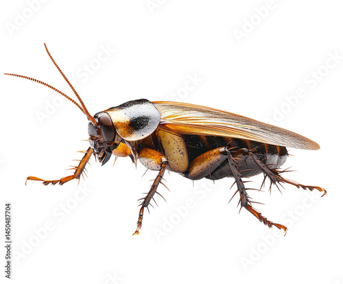 Insect encounter cockroach high-detail view isolated on transparent background