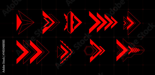 Vector illustration futuristic arrow red.