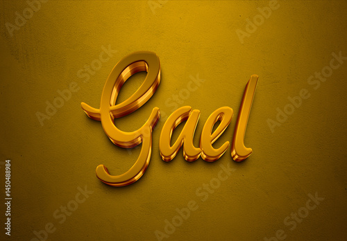 Golden 3D editable text effect of French name Gael.