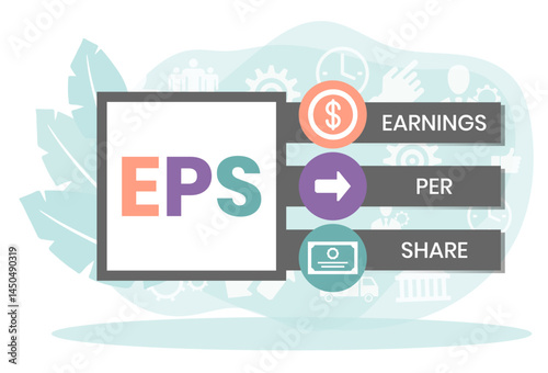 EPS - Earnings Per Share acronym, concept background. vector illustration concept with keywords and icons. lettering illustration with icons for web banner, flyer, landing page, presentation