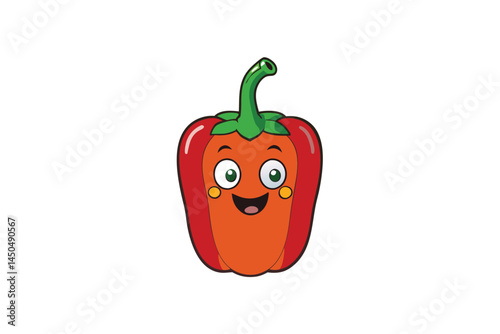 Bell Pepper Vegetable Vector Illustration on White Background

