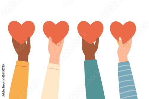 Hands holding heart shapes in a display of love and unity during a warm, supportive gathering