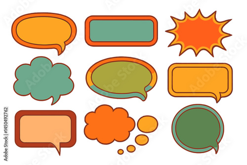 Colorful flat vector speech bubbles and shapes for creative communication in designs and illustrations