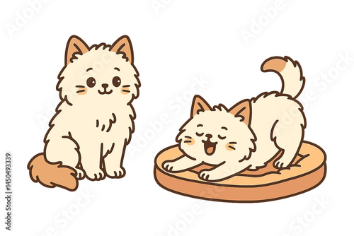 Cute playful kittens relaxing on a cozy bed in a bright indoor space during afternoon playtime