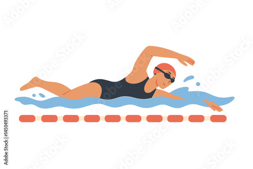 Competitive swimmer in motion completing a lap at a training facility during a sunny day
