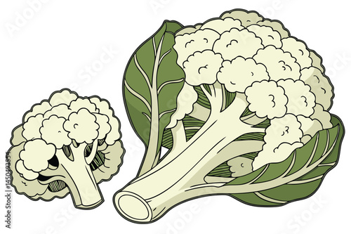 Cauliflower Vegetable Vector Illustration on White Background

