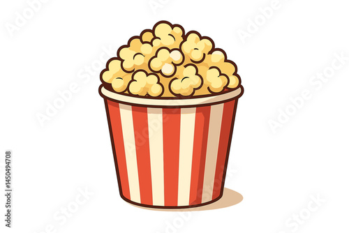 Popcorn in a striped container ready for a movie night at home with friends or family during the weekend