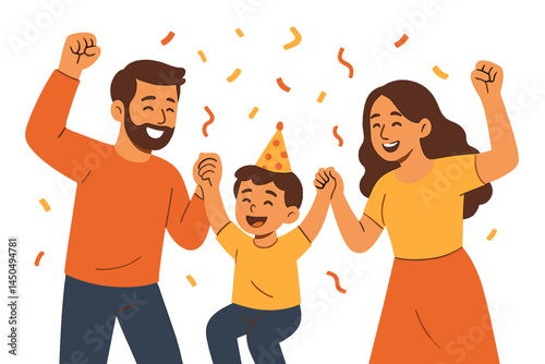 Family celebration with joy and laughter captured in a flat vector illustration during a festive occasion