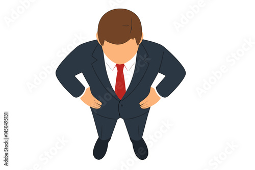 Businessman in formal suit with red tie standing confidently, showcasing professionalism and readiness for a meeting