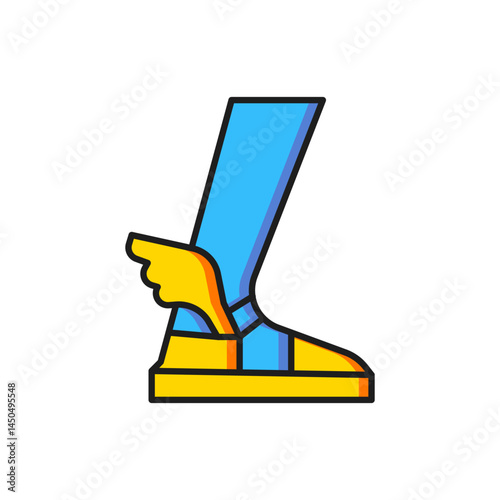 Color Hermes sandal icon isolated on white background. Ancient greek god Hermes. Running shoe with wings. Flat filled outline style with shadow. Vector