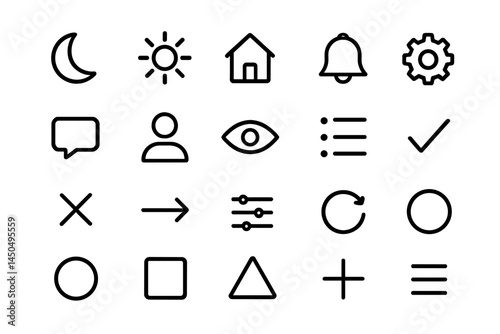 Vector icons representing various activities and elements in a minimalist flat design style for effective communication and user interfaces