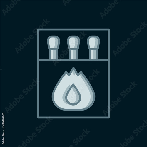 Line Open matchbox and matches icon isolated on black background. Flat filled outline style with shadow. Vector