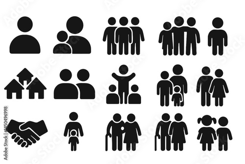 Vector illustration of diverse human interactions in various settings with different age groups and relationships