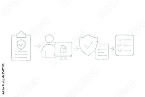 Illustration of the step-by-step process of online security verification and data protection practices